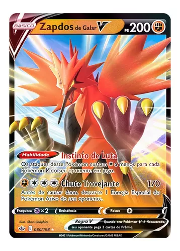 Carta Pokemon Articuno de Galar V Português 058/198 Card Original Copag  Reinado Arrepiante