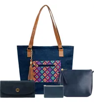 Comprar Promoción! Set De Bolsas 4 Piezas Bolso Cosmetiquera Cartera Color Azul Marino