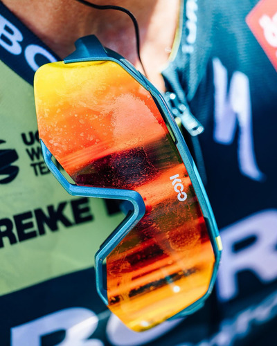 Lentes De Ciclismo Koo Demos Bora Hansgrohe Metallic Verde/rojo Claro