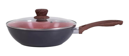 Frigideira Wok Nanocerâmica Antiaderente Com Tampa 28cm 3,5l