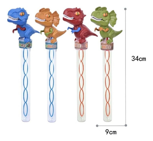 4 Varas Grandes De Burbujas Con Figura De Dinosaurios Transparente