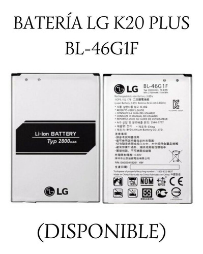 Baterías LG K20 Plus Bl-46g1f.
