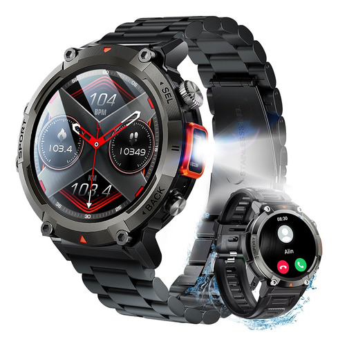 Reloj Smart Watch Hombre Bluetooth Militar Ip68 Linterna 