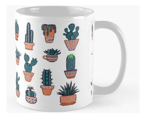 Taza X4 Cactus En Macetas Naranjas Calidad Premium