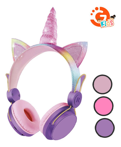 Auriculares Unicornio Cableado Arcoiris Infantil Niños 1,2m