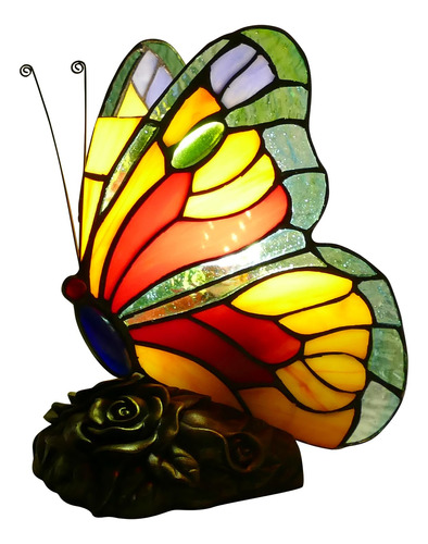 Lámpara Tiffany Mariposa Colorida 15 Cm Ancho Y 22 Cm Alto