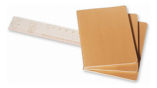 Set 3 Libretas Moleskine Extra Grande Cahier Kraft Hoja Raya