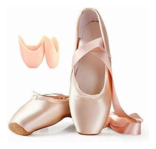 Zapatos Punta Zapatillas De Ballet De Vendajes Con Puntas A