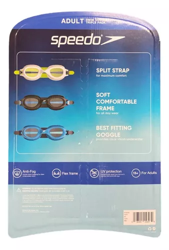 Speedo Paquete triple de gafas de natación para adultos