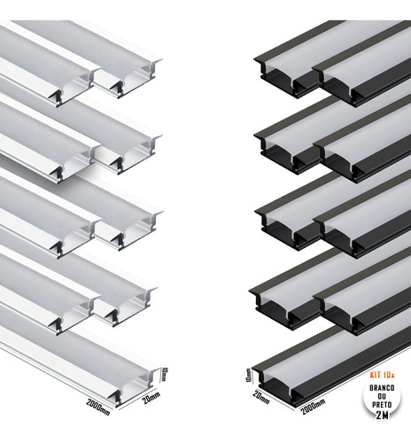 30 Barras 2m Perfil Slim Alumínio 17mm Embutir Madeira Gesso