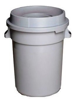 Bote Cilíndrico Con Tapa Embudo, 80 Litros Color Gris