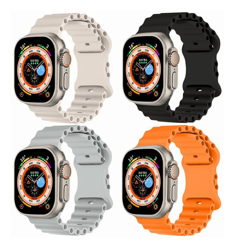 4 Correas Ocean Para Apple Watch Serie Ultra 8 7 Se 6 5 4 3