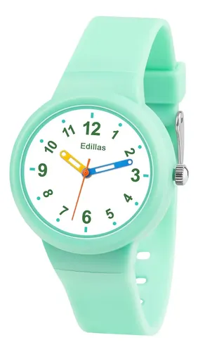 Orologio Per Bambini Edillas, Impermeabile 3 ATM, Quadrante Chiaro Con Numeri Verdi, Cinturino TPU Regolabile – Per Scuola E Sport