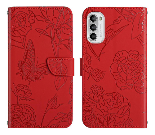 Caso Para Motorola Moto G52 Pu Cuero Flip Cubierta Flores