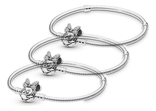 3 Pcs Pulsera Original Plata Incluye Estuche Y Bolsa D