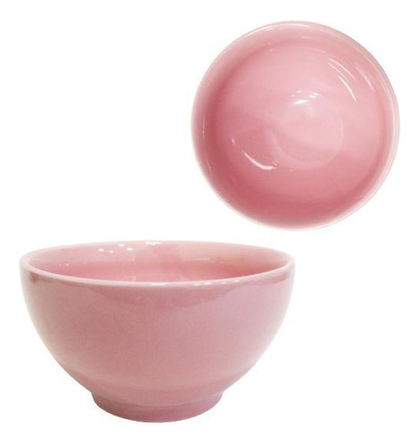 Jogo 02 Bowls Tigela Cumbuca De Porcelana Rosa 500ml