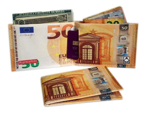 Carteira Slim Pequena 50 Euro La Casa De Papel Em Lona 