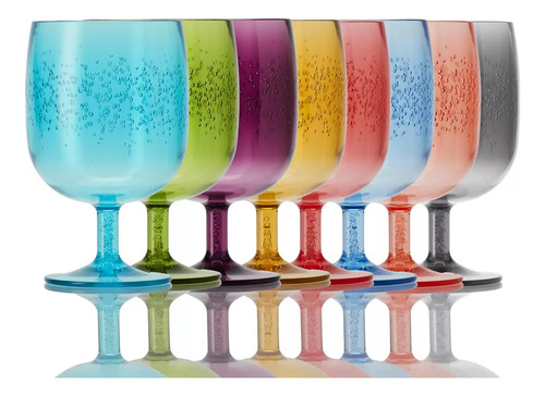 Juego De 8 Vasos Copas De Acrílico De Colores Apilables