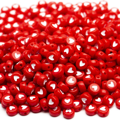 500 Cuentas Acrilicas Con Simbolo De Corazon Rojo Para Hacer