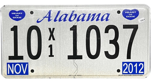 Alabama Original Placa Metálica Carro Usa Eua Americana