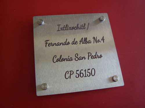 Imagen 3 de 6 de Letrero Acero Inoxidable 40x30 Cm Corte Láser Personalizado 4 Soportes Gratis