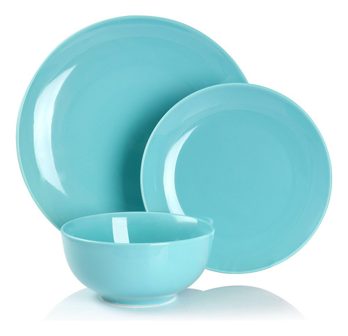 Elama Luna Juego De Vajilla De Porcelana Azul Servicio Para