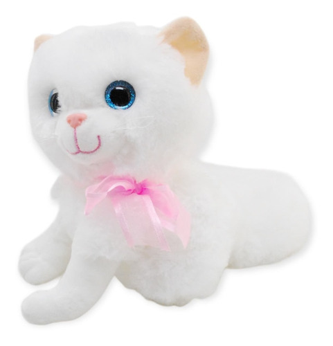 Gato Peluche  Miguru Blanco Mediano 18 Cms