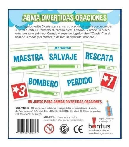 Imagen 3 de 5 de Arma Divertidas Oraciones Juego De Mesa Familiar Bontus Edu