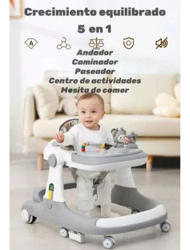 Andador Gris Portátil Para Bebé Con Ruedas Gris