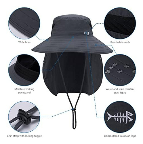 Bassdash Upf 50+ Sombrero Para El Sol Transpirable Con Y El