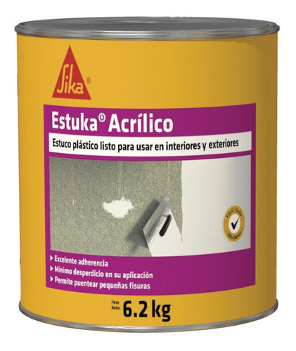 Sika Estuka Acrílico Estuco Para Interiores Y Exteriores 6kl