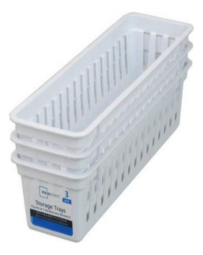 Charola Rectangular De Plástico Blanca Para Almacenamiento