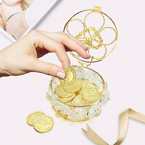 Juego De Arras De Boda Con 13 Monedas Y Caja Dorada