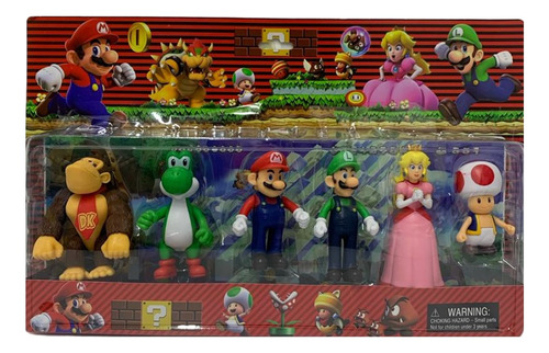 Colección Muñecos Mario Figuras Articuladas X 6 Figuras