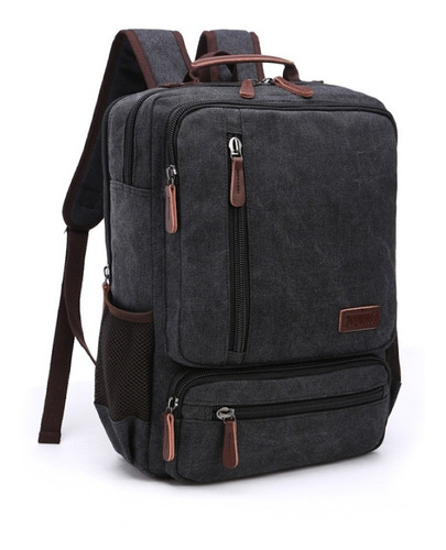 Mochila De Lona Executiva Para Notebook Resistente Viagem Cor Preto