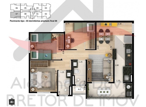 Imagem 2 de 14 de Jr São Paulo. Apartamento. 3 Dormitórios Sendo 1 Suíte. 66 M². Varanda Gourmet. Laminado. Garagem Coberta. Próximo Mcdonalds Av. São Paulo - Sorocaba - Ap00082 - 69211282