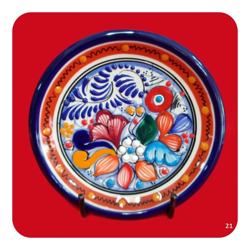 Imagen 5 de 7 de 3 Platos Talavera Poblana Colores 15 Cm Diseños Diferentes
