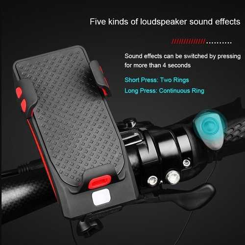 Imagen 4 de 6 de Luz De Bicicleta Mtb 400 Lumenes + Porta Celular + Bocina