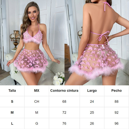 Ropa Interior Con Falda Tutú De Malla Transparente 2pzs