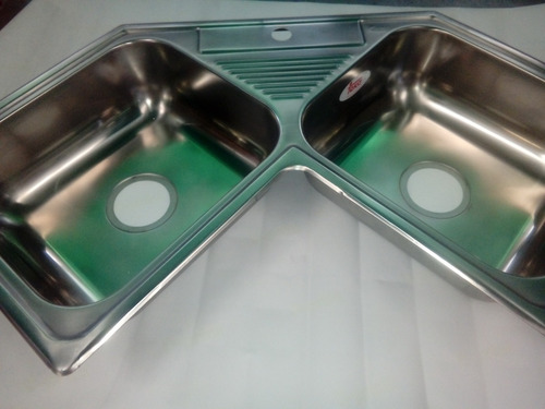 Fregadero Doble Tina Esquinero Acero Inoxidable Marca Teka