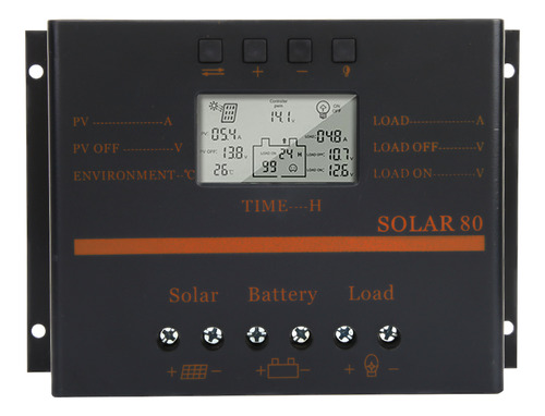 Regulador Solar 12v 24v Auto 80a Pwm Panel Controlador Lcd