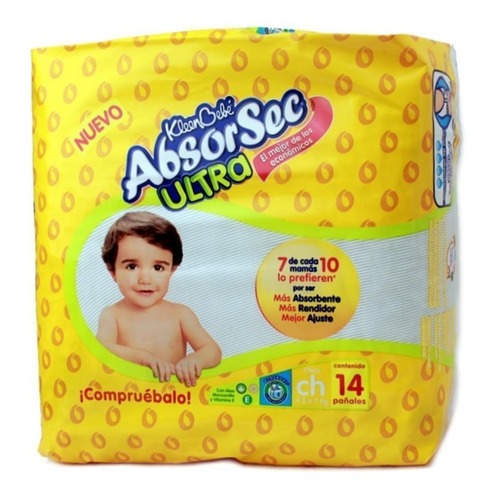 Caja De Pañales Absorsec Chico Con 8 Paquetes De 14 Piezas