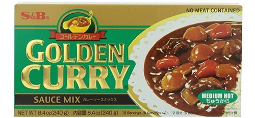 S & B Golden Curry Sauce Mix, Medio Caliente, 8,4-onza (pack