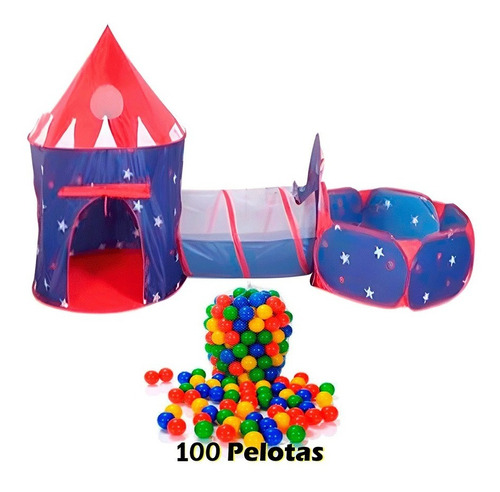 Piscina De Pelotas Túnel Carpa Niños Infantil + 50 Pelotas