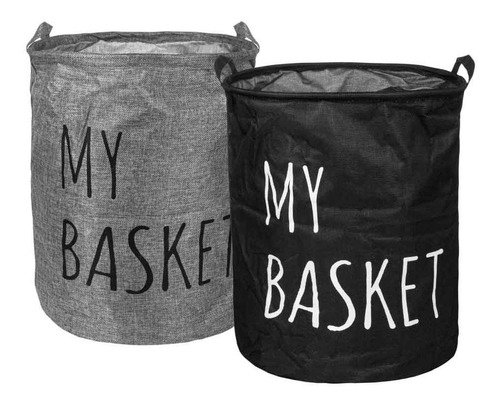 Cesta My Basket Plegable Para Ropa Gris Y Negro