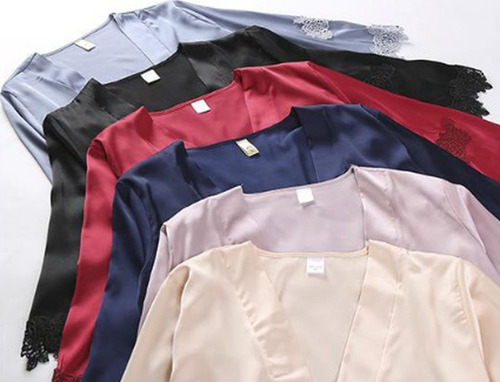 Set De Pijama Dama Sexi Ropa De Dormir Bata De Seda 5 Piezas
