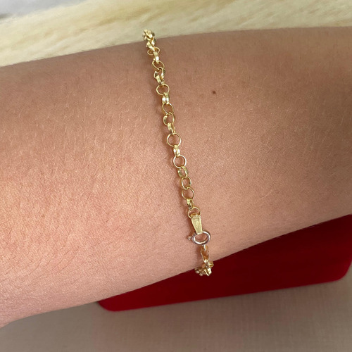 Pulseira Elo Português 3mm - 17cm - Reforçada - Ouro 18k Dourado 3 Mm 17 Cm