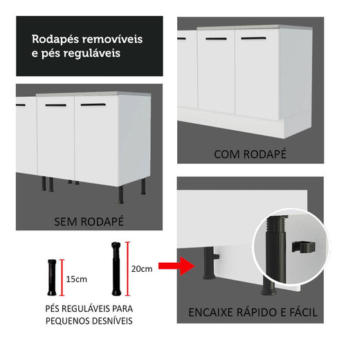 Balcão Pia Cozinha 2 Portas (com Tampo) Branco Agata Madesa