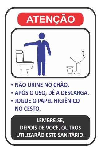 Placa Sinalização Aviso Regras Sanitário Banheiro Masculino