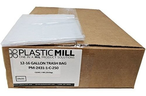 Plasticmill 12-16 Galones Bolsas De Basura: Clear, 1 Mil, 24